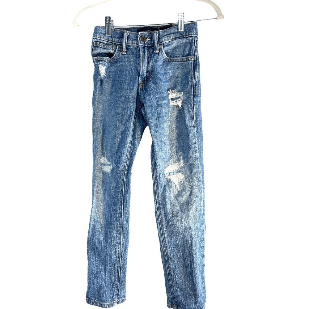 Vintage Express Girls Distressed Jeans Med Wash Adj Waist Size 10 S
